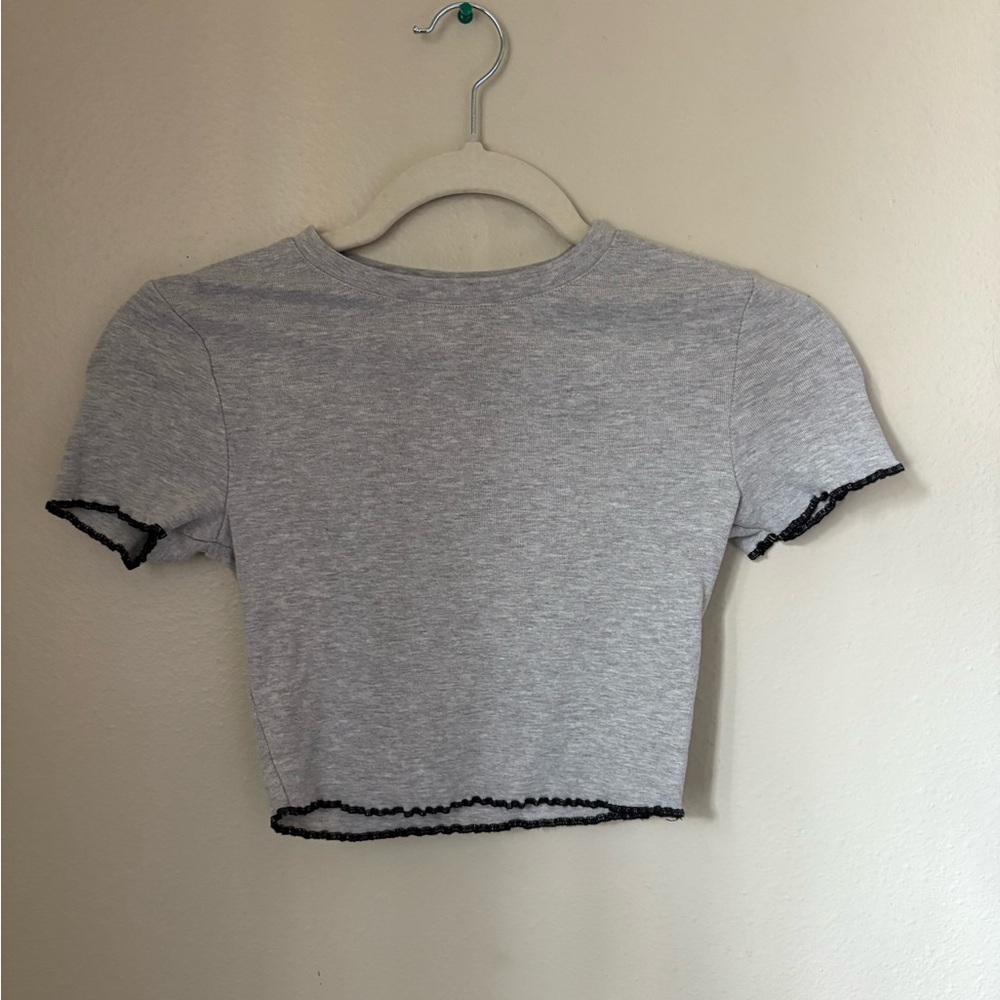 Zine Clothing Gray Crop Top with Black Trim
